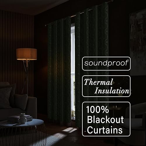 Miniatura 2 de LIMON HOME Cortinas negras de 63 pulgadas de largo, cortina verde salvia para sala de estar o dormitorio, cortinas bohemias 100% opacas con