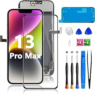 for iPhone 13 Pro Max Screen Replacement 6.7 Inch, 3D Touch LCD Screen Digitizer for A2484, A2641, A2644, A2645, A2643 with Repair Tools Kit+Screen Protector+Waterproof Frame Adhesive