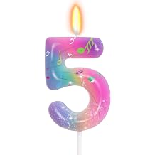 Musical Note Number 5 Birthday Candle, 5th Birthday Decorations