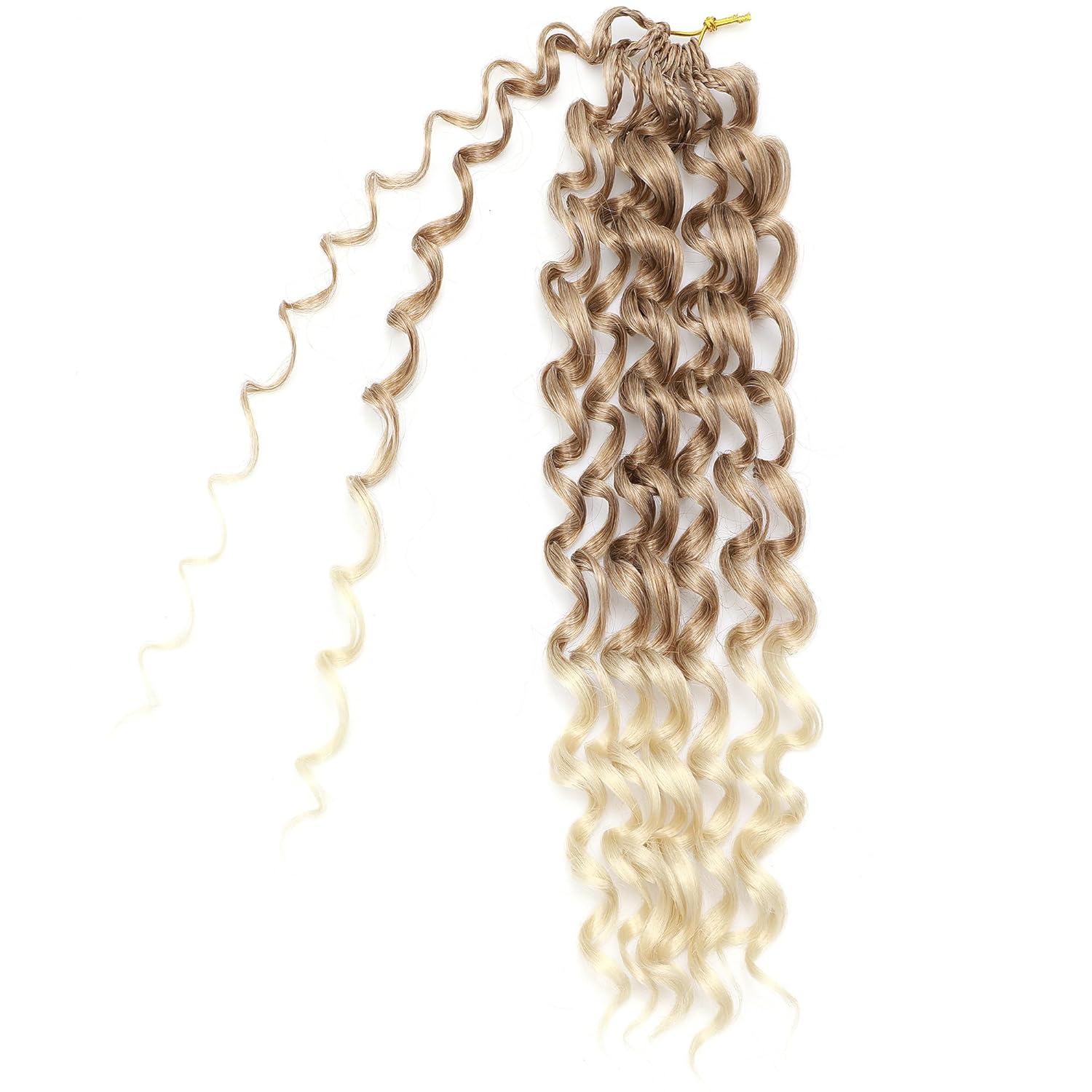 Curly Crochet Hair 8Packs Ocean Wave Crochet Hair 18Inch Pre Looped Boho Curly CrochetHair for Black Women (27/613, 18inch)