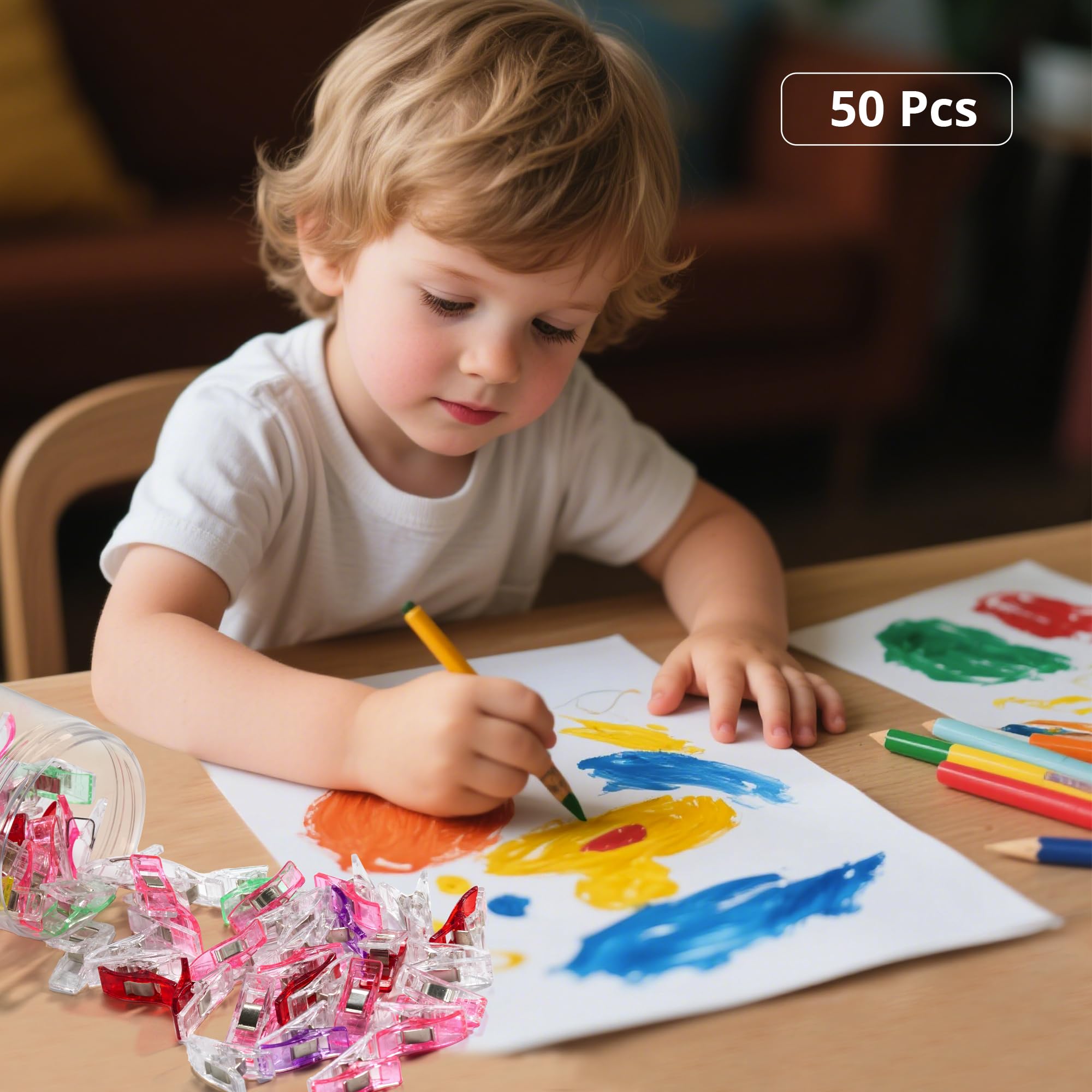 Mollette per Cucito 50 Pezzi, Clip Multiuso in Plastica con Molla in Acciaio Inossidabile per Quilting