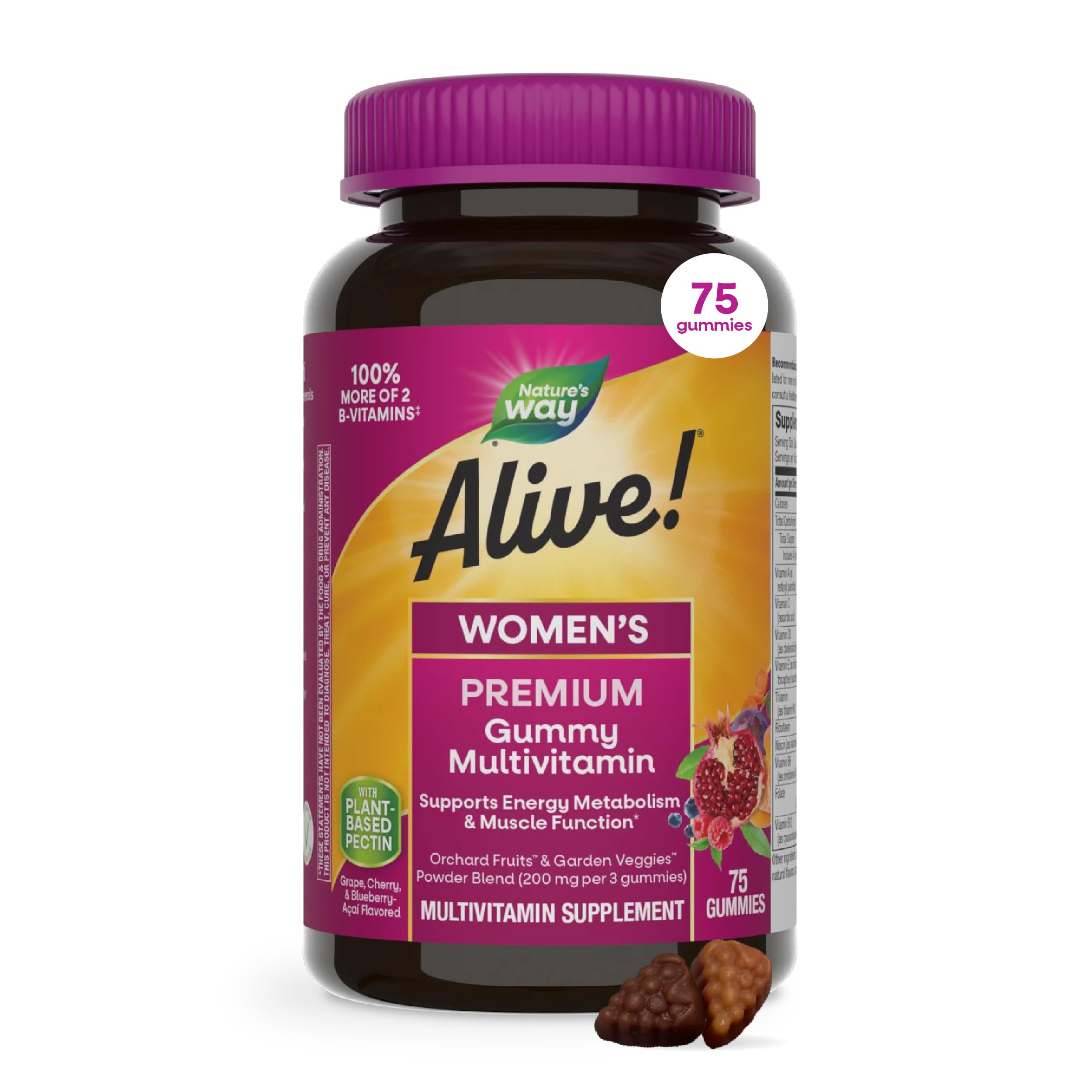 Nature's Way Alive! Premium Women's Gummy Multivitamin, B-Vitamins, 75 ct