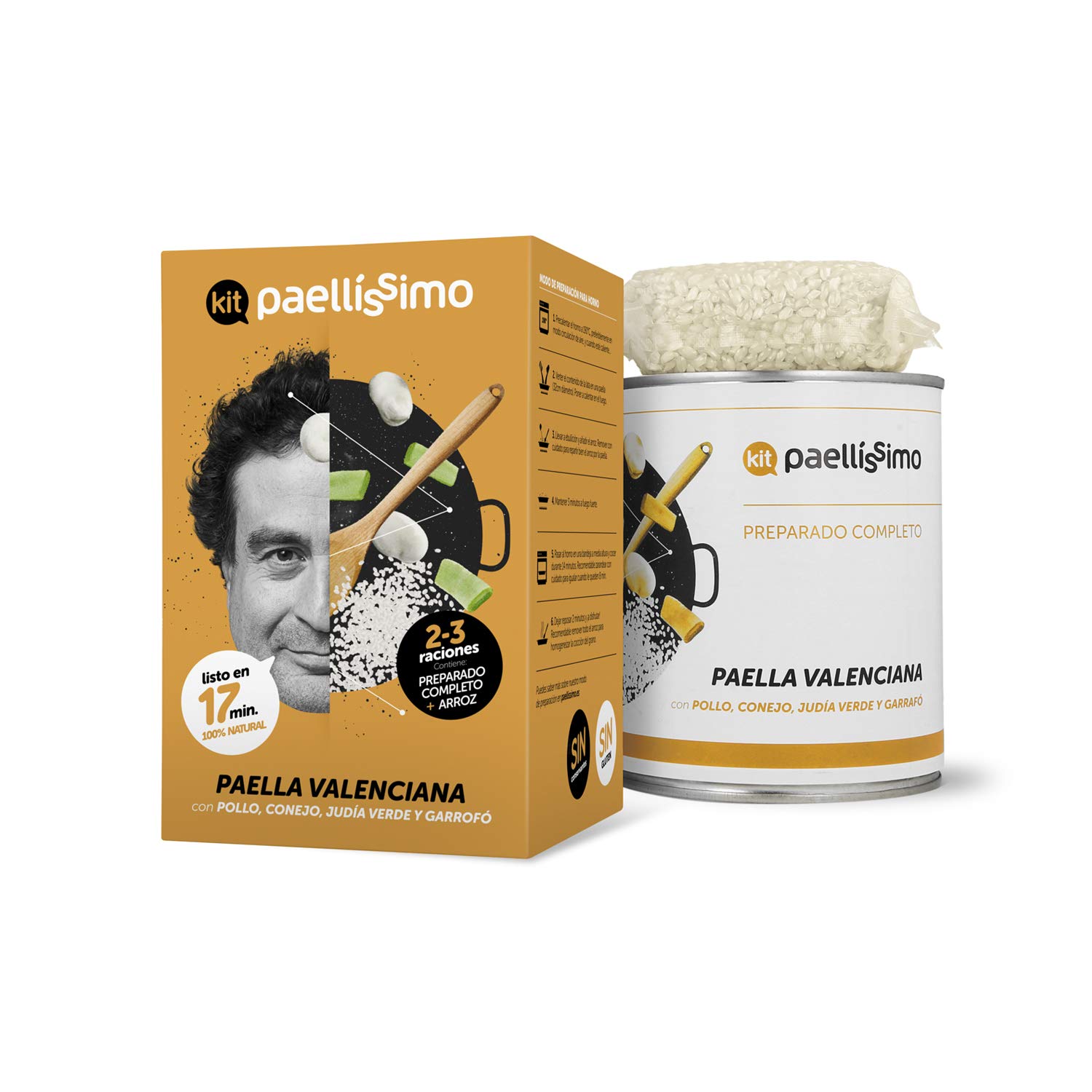 Paellissimo - Kit Preparado para Paella Valenciana, Receta Tradicional Artesana | Plato Precocinado Casero 100% Natural y Sin Gluten | 2-3 Personas | 2 Unidades