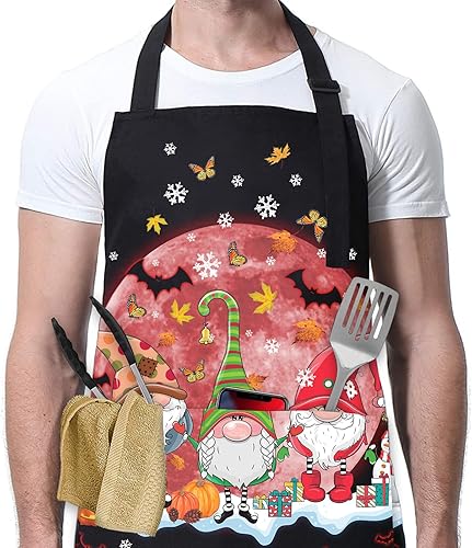 Miniatura 8 de Delantales de gnomos de Navidad de Acción de Gracias de Halloween, delantal de gnomos de Feliz Hallothank