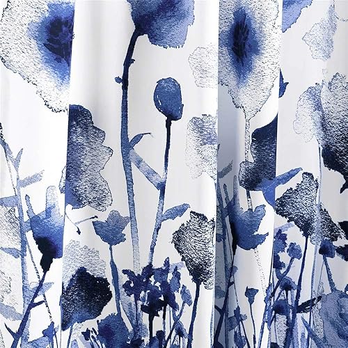 Miniatura 5 de Lush Decor Zuri Flora - Cenefa para cortina con filtro de luz, 18 pulgadas de largo x 52 pulgadas de ancho, azul y coral (paquete de 2)