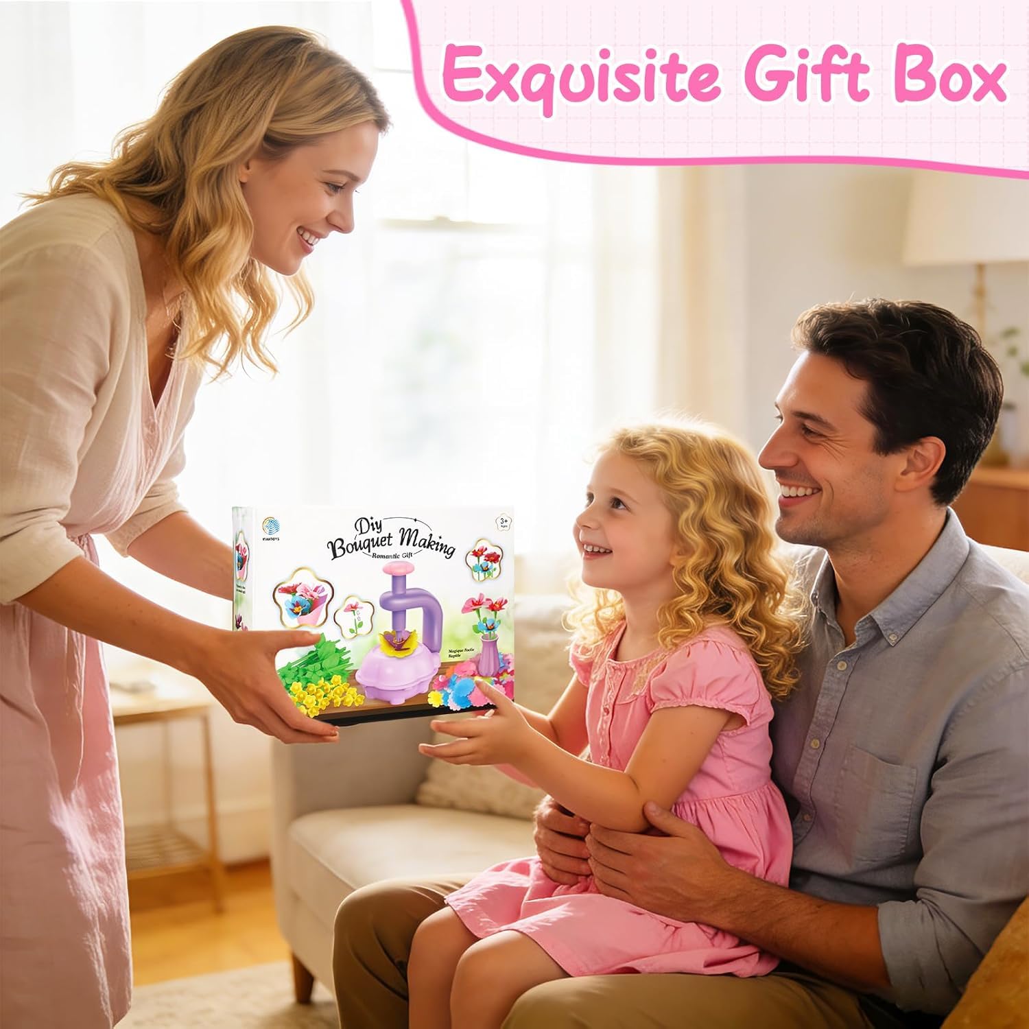 Kit Fabrication de Fleurs Tissu Bricolage Créatif pour Filles 3+ Ans Violet