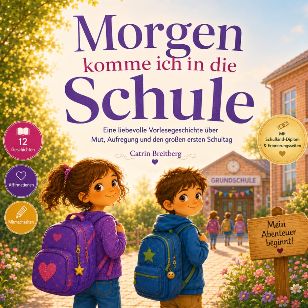 Morgen komme ich in die Schule: 12 liebevolle Geschichten für einen mutigen Schulstart, mit Affirmationen, Mitmachseiten, Schulkind-Diplom & Erinnerungsseite