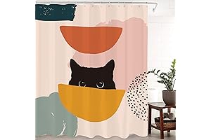 Abstract Cat Shower Curtain -Quirky, 60x71in