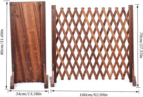 Miniatura 2 de uyouous Garden Fence Wood Garden Fencing 2 Pack Extendable Instant Fence Wooden Garden Fence Expandable Freestanding Wood Garden Trellis Fence for