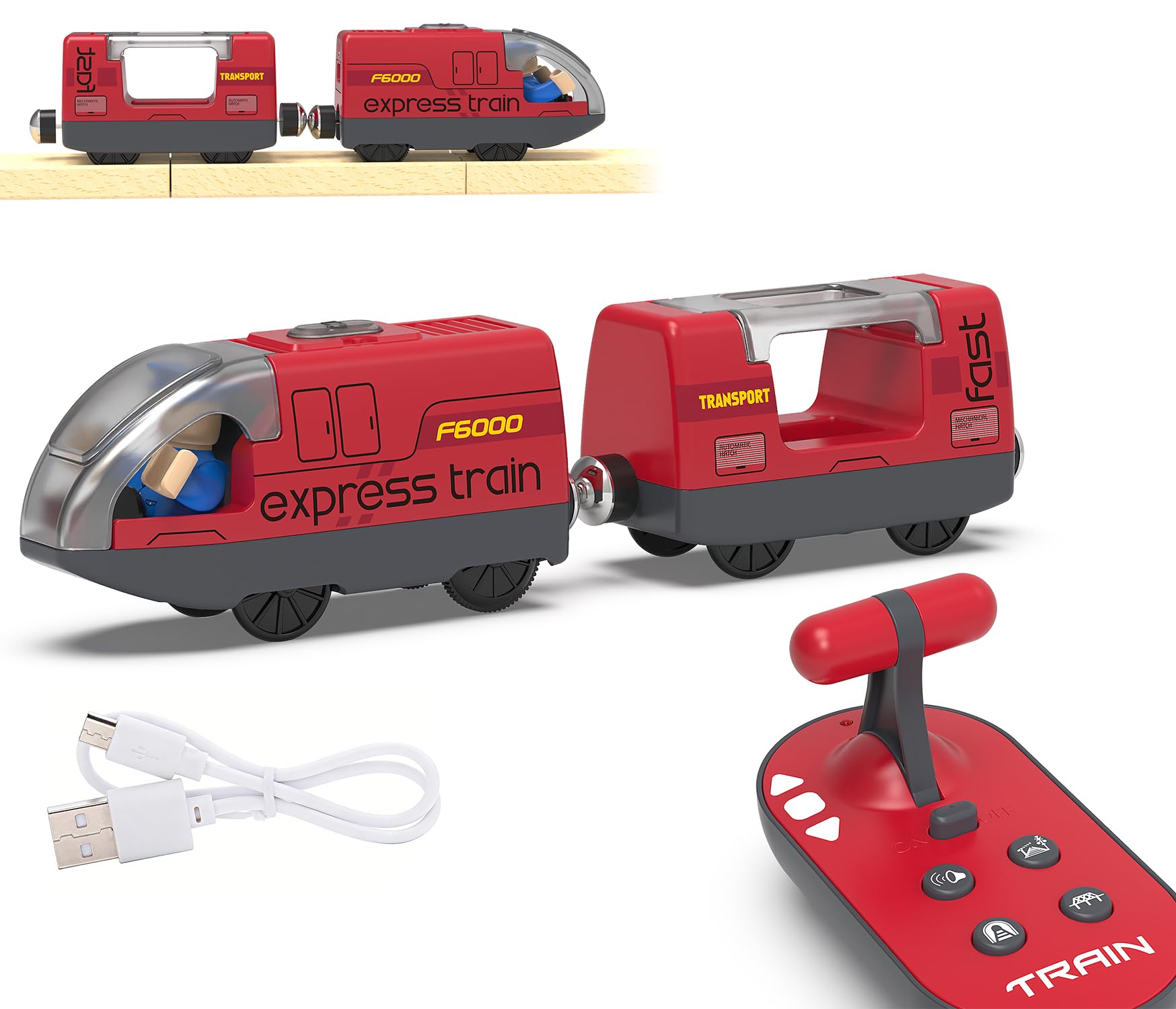 Toy Train Set for Toddler 3-5, Kids Electric Trains Vehicles for Wooden Tracks, Motorized Train Toys, Battery Powered Engine Cars Compatible with Thomas & Friends, Brio, Chuggington โ image 1