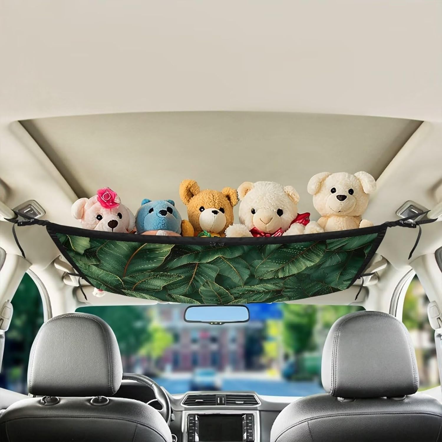 Tupalatus Banana Leaf Car Storage Net 31"x24" Fashion Car Roof Accessories for Women and Men Car Roof Interior Cargo Net with Zipper Road Trip Accessories for Car Truck SUV