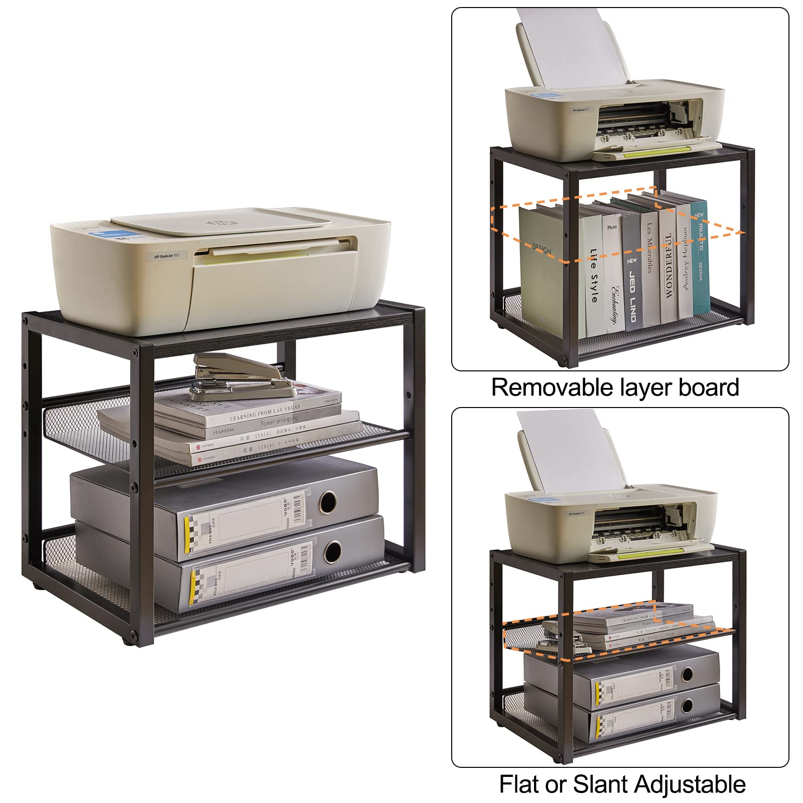 Snapklik.com : YMYNY Desktop Printer Stand, 3 Tiers Desk Organizer