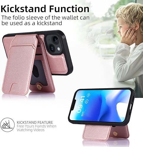 Miniatura 4 de Havaya Magsafe - Funda para iPhone 13, compatible con iPhone 14, con tarjetero para mujer, cartera de piel con cremallera desmontable 2 en 1,