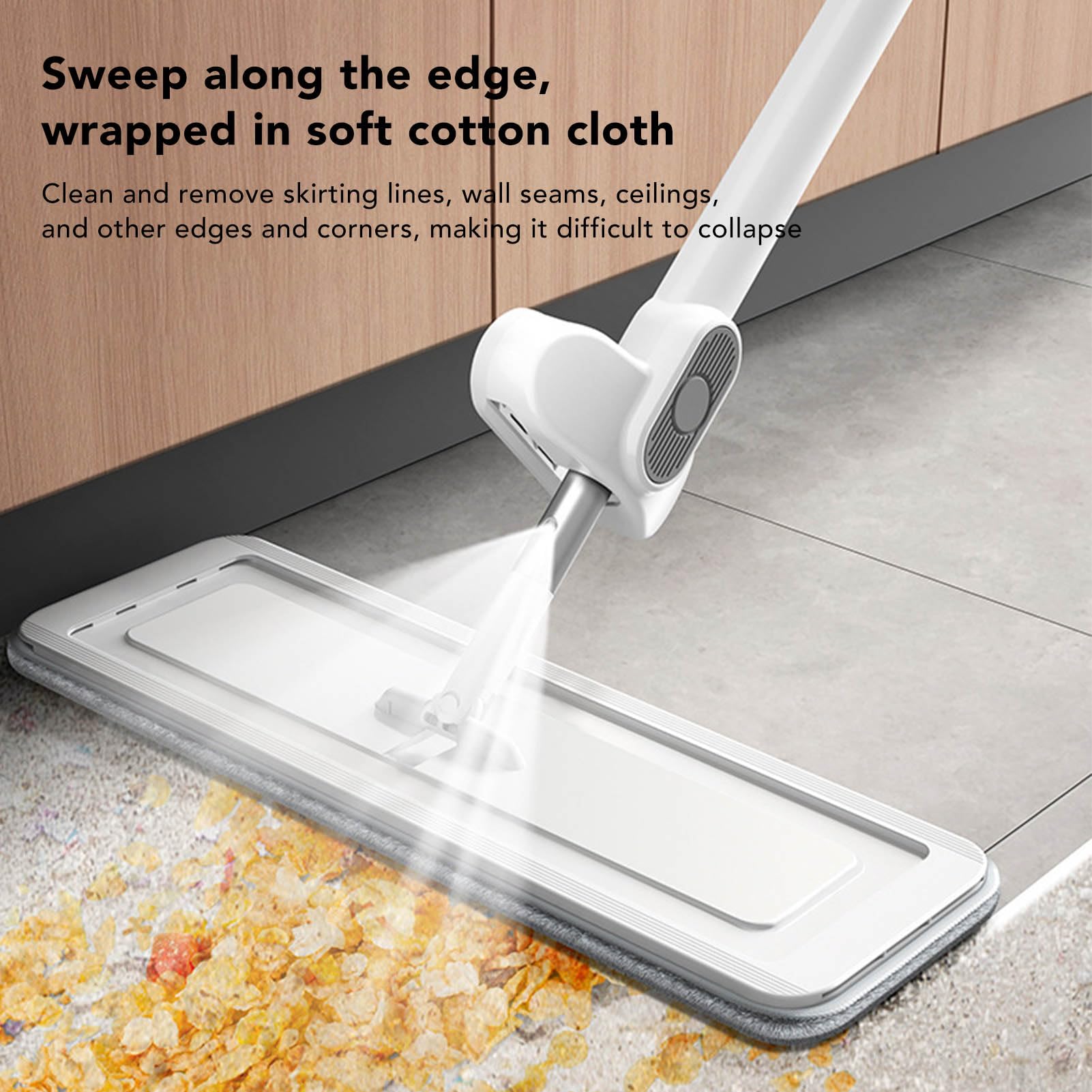 SEAFRONT Mop de Spray para Piso, Acero Inoxidable con Diseño de Spray de Agua, Uso Dual Seco y Húmedo para la Limpieza doméstica: para Uso en el Hogar y Limpieza Rápida (Panel de 36 cm)