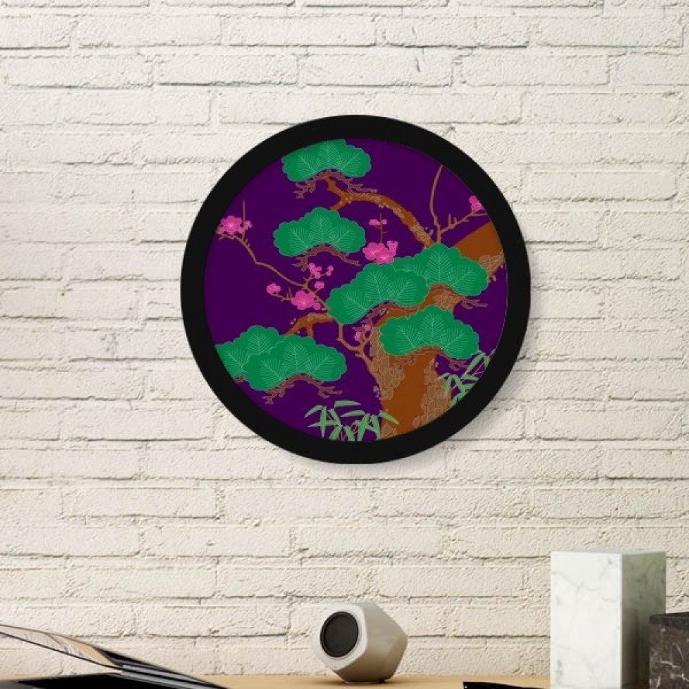 Culture Japonaise Tableau Arbre Violet Stickers Muraux Cadre Rond Salon