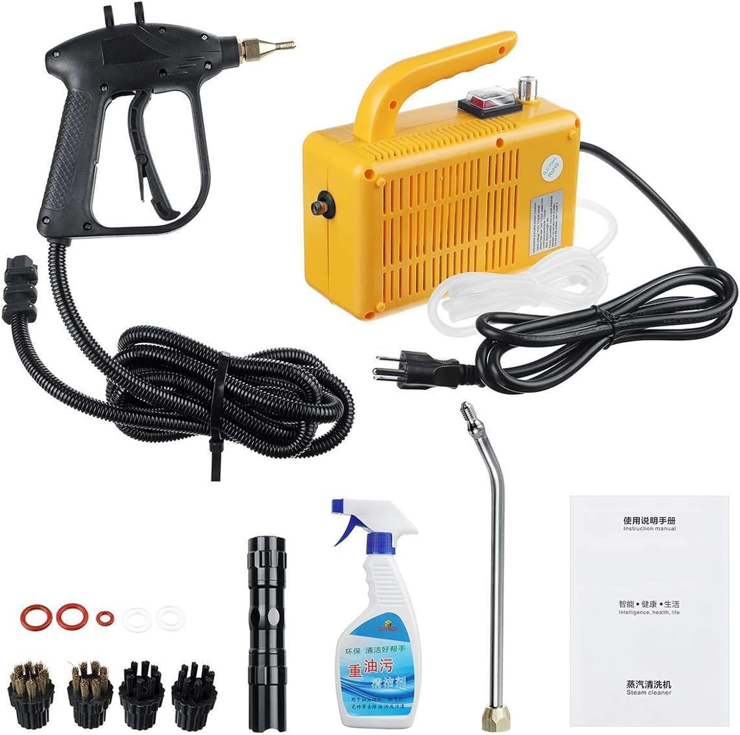 Steam Cleaning High Pressure Steam Cleaner Machine for Air Conditioner Car Mobile Cleaning Machine Home Cleaners Sterilization Disinfector (Color : Black) (Yellow)