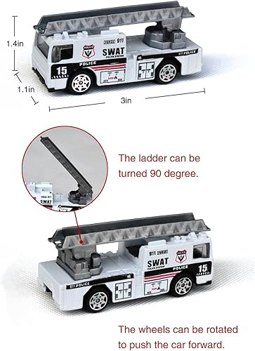 Miniatura 6 de Tianmei 6 coches en 1 Set Policía Estilo 187 aleación Diecast Vehículo Modelos Colección Niños Juguetes, Policía Asalto Coche Camión Vehículo