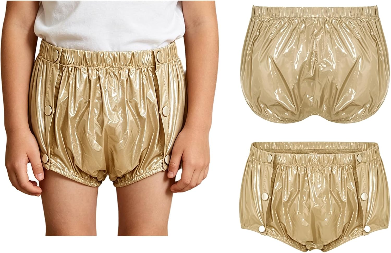 Children PVC Wet Look Reusable Plastic Panites Special Needs Swim Shorts Diaper Covers Waterproof
