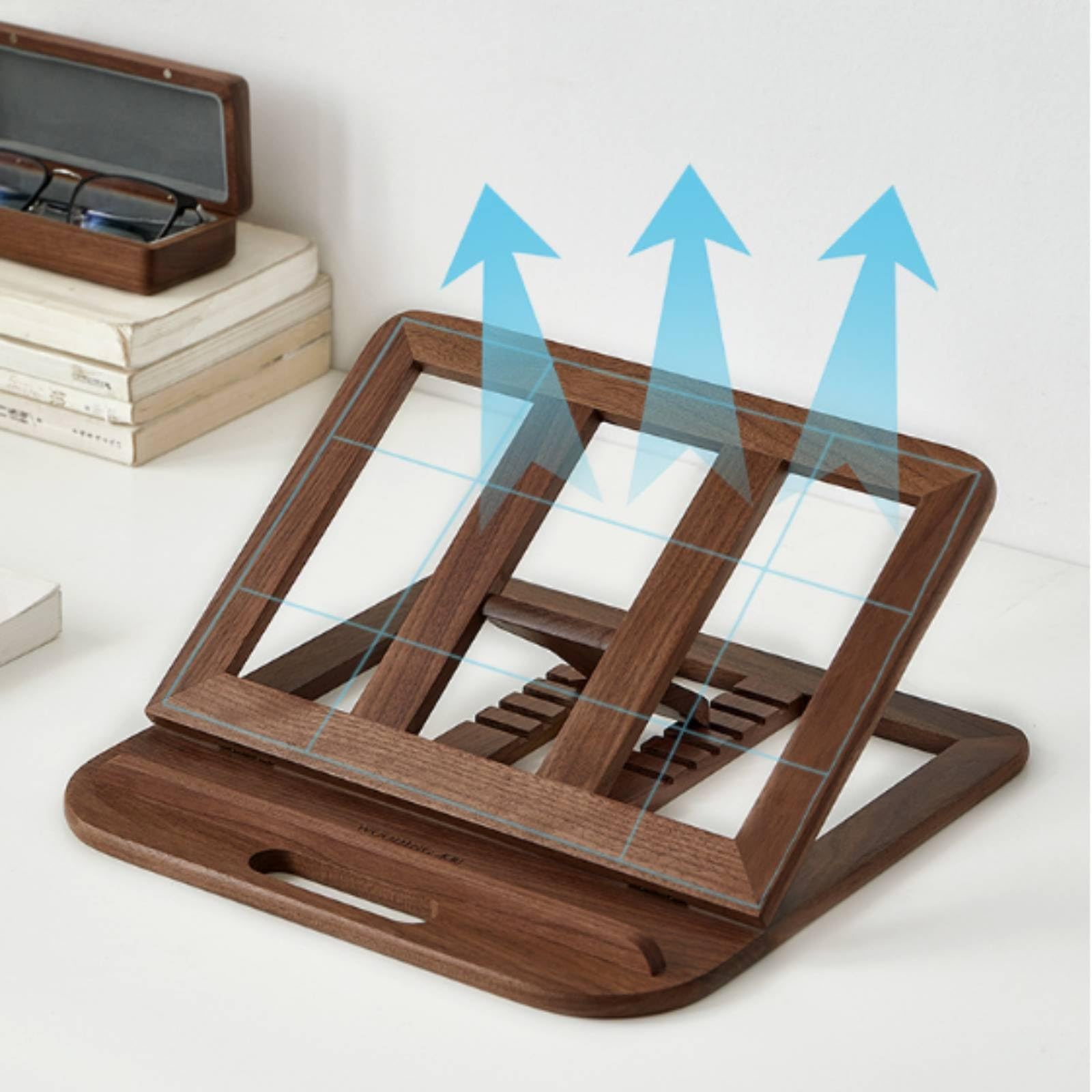 Supporto Tablet Portatile Supporto Portatile Tablet Laptop Inclinabile a 6 Livelli con Struttura Triangolare E Telaio Aperto in Faggio Adatto per, Beech