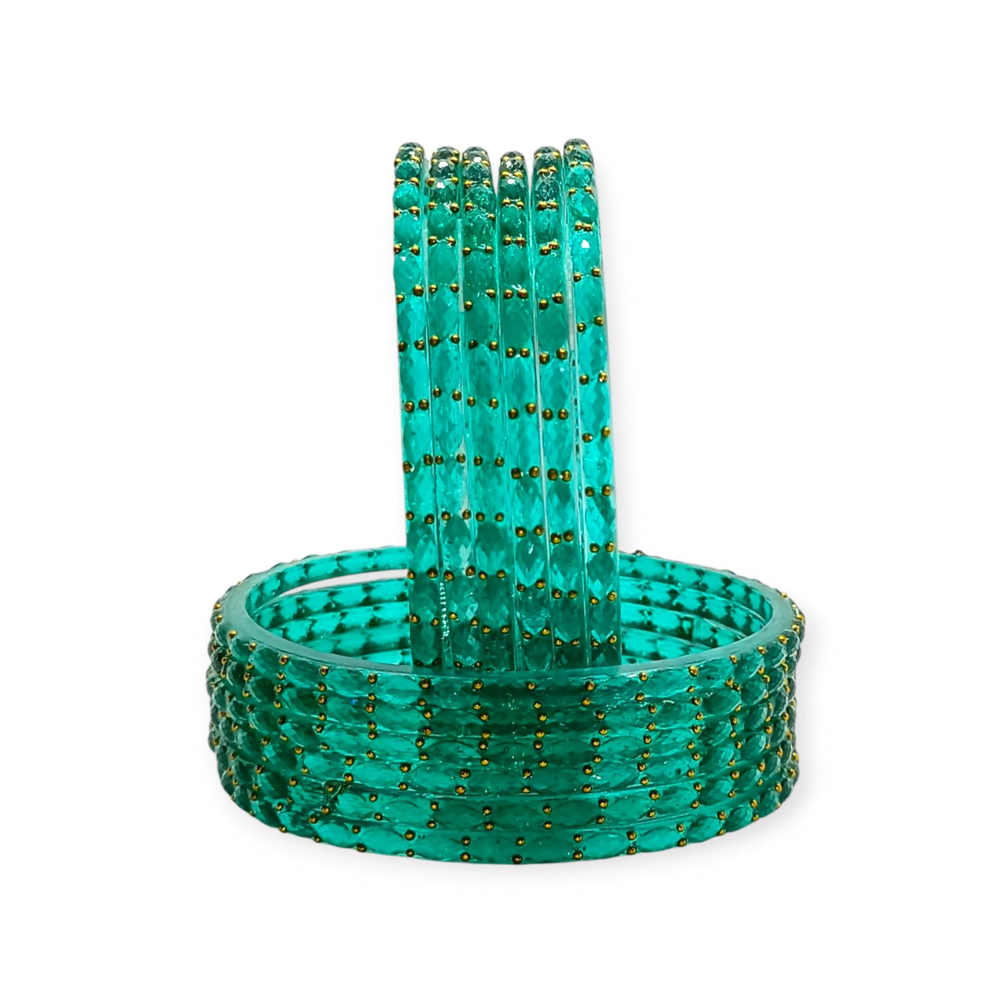 Traditional Raindrop Glass Bangles with Golden Beads,Bangles for women