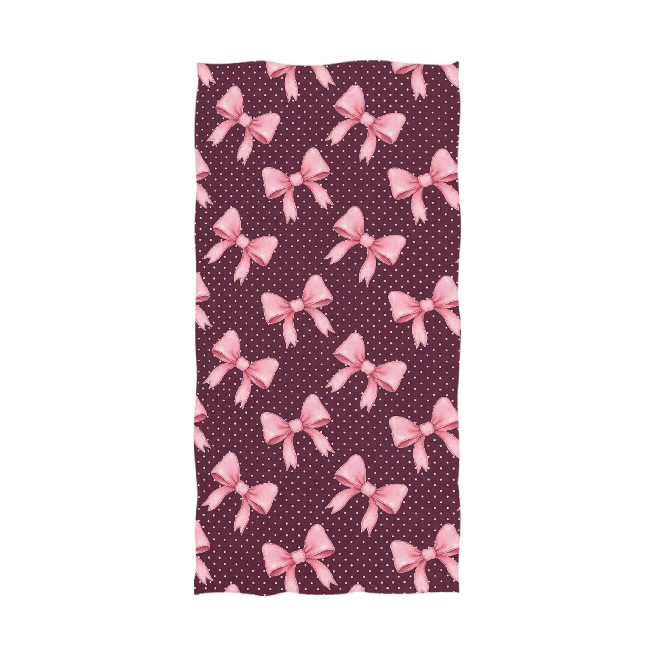 Kutsu Bows Bath Towel, Highly Absorbent Cotton Soft Bath Hand Towel for Bathroom Kitchen Hotel Spa, 64 x 32 In
