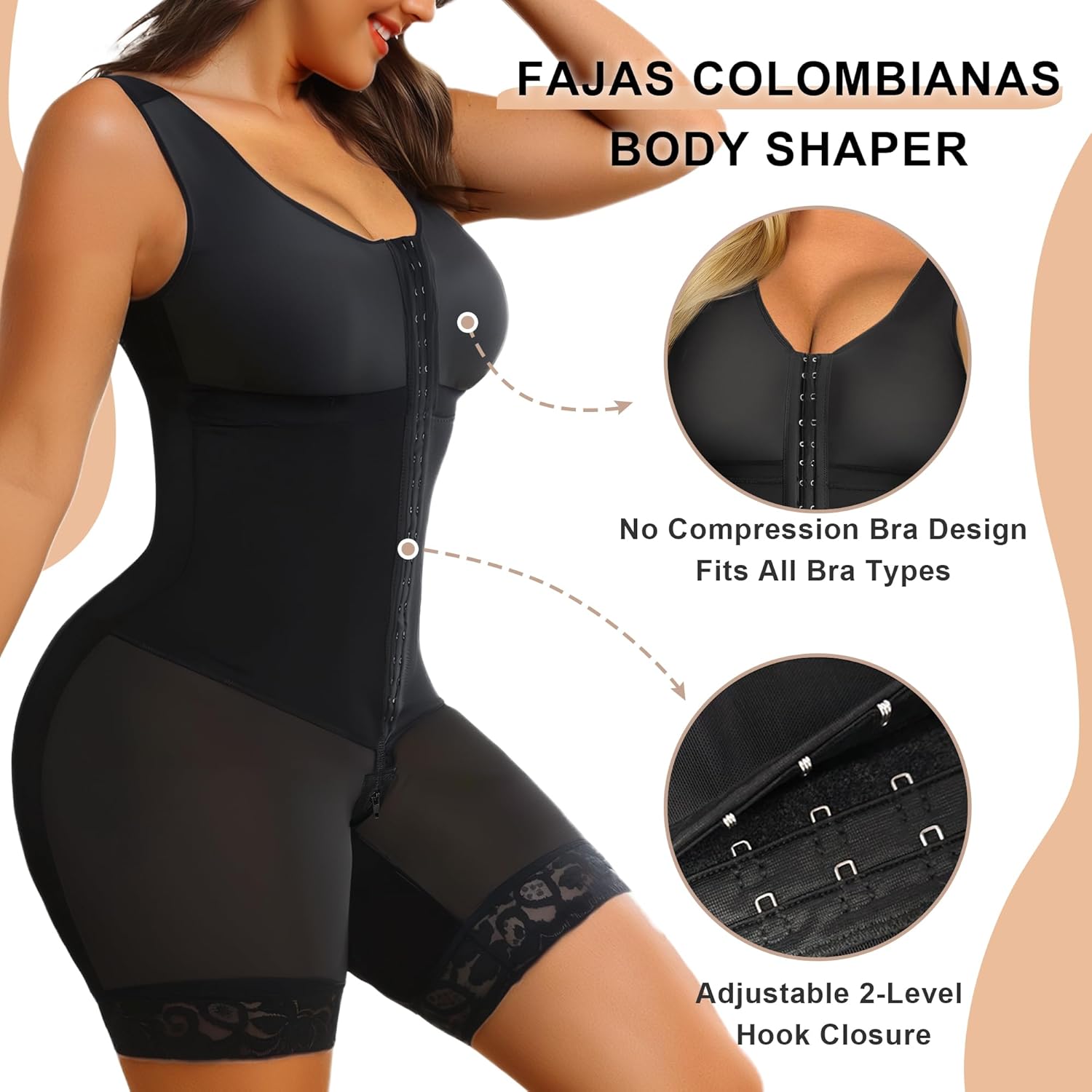 SHAPERX Women's Fajas Colombianas Tummy Control Shapewear Postpartum Full Body Shaper Butt Lifter Bodysuit - Image 3