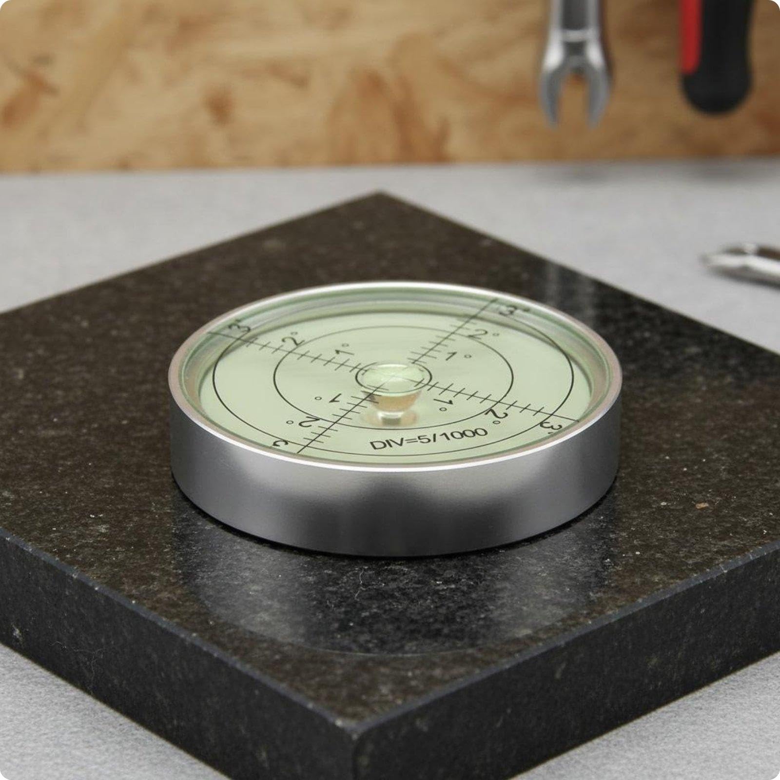 Circular Spirit Level Aluminum Alloy Round Bubble Level Universal Use Measuring Tool for Mechanics, Professionals, Machine Setup, Calibration 60x12mm Silv Glow 15-image-32