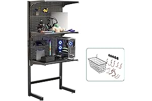 DDB Gaming Standing Shelf Units, 30‘’ Free Standing Gaming Shelf Pegboard Cabinet...