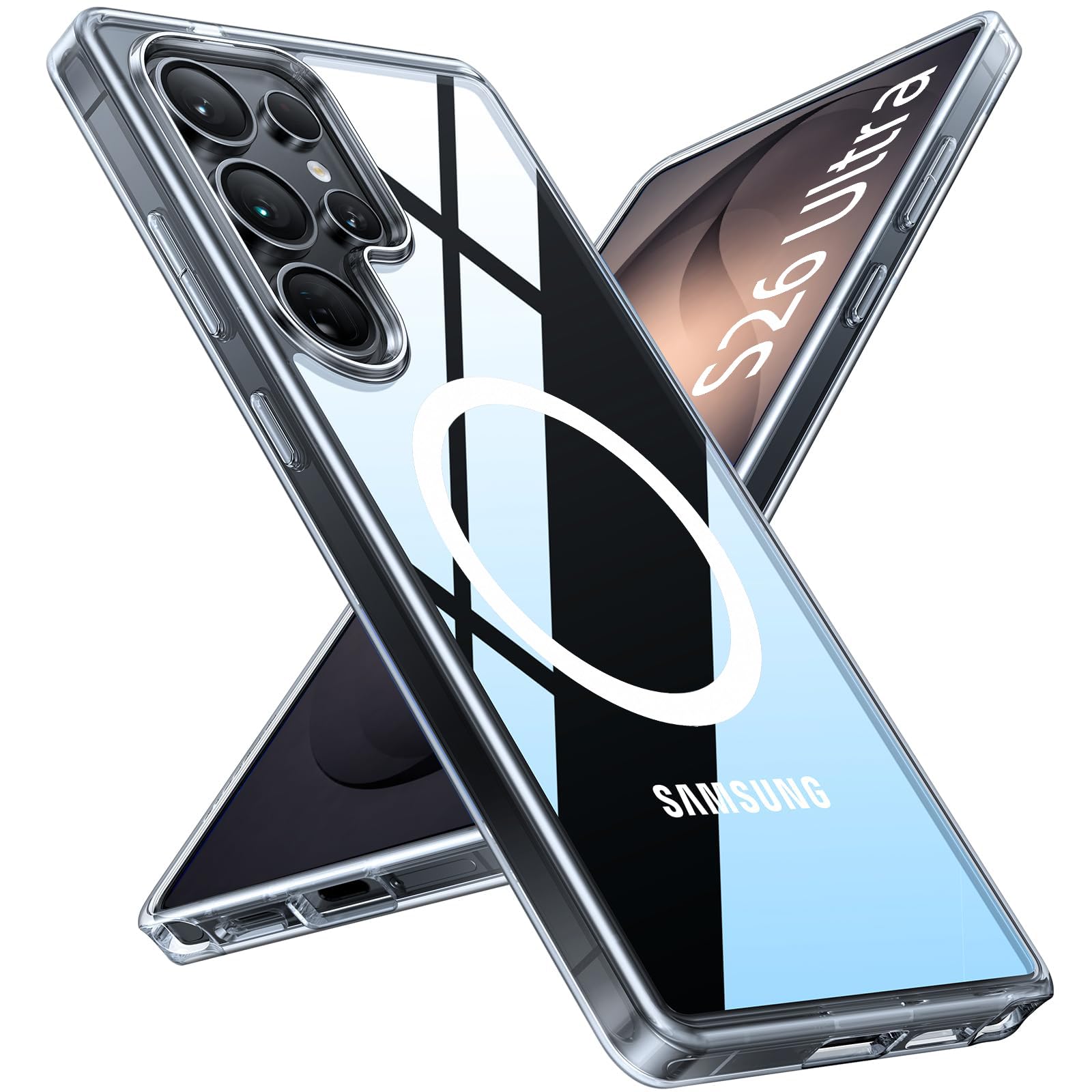 Top-Tier Military-Grade Magnetic Case for Samsung Galaxy S26 Ultra, Strong Magnet, Fit for MagSafe, 12FT Shockproof, Clear Slim Non-Yellowing Cover, Diamond Clear