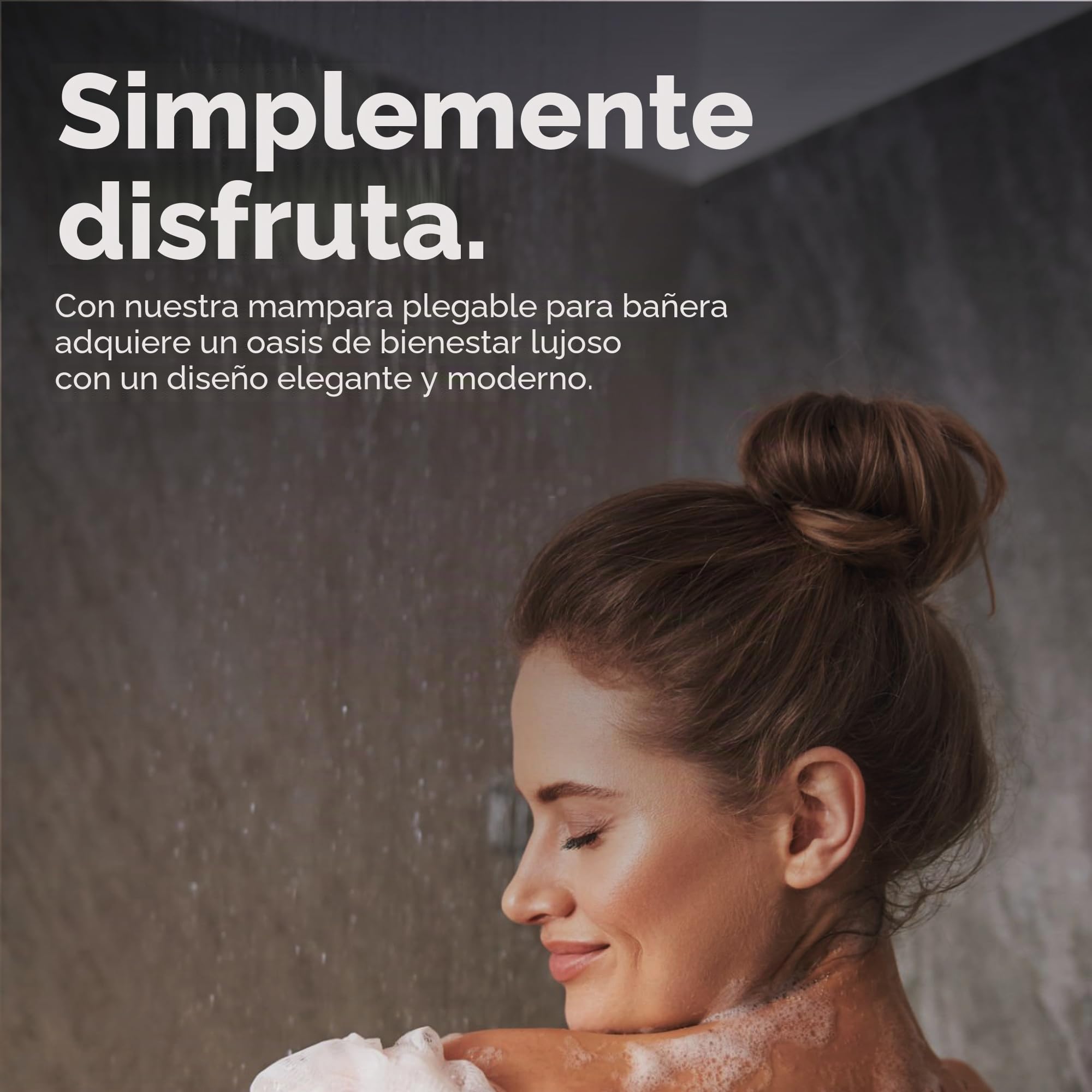 MARWELL White Lines - Mampara de ducha plegable para bañera (100 x 140 cm, 2 piezas, color blanco mate), mampara de ducha de vidrio templado de seguridad de 4 mm de grosor