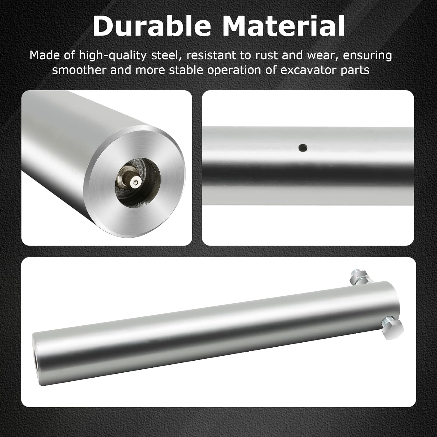 45mm x 13”Excavator Bucket Pin Compatible with John Deere/Kubota/Case/Case IH/Caterpillar/Takeuchi/Yanmar (with Grease Hole,1/2 Bolt Hole)