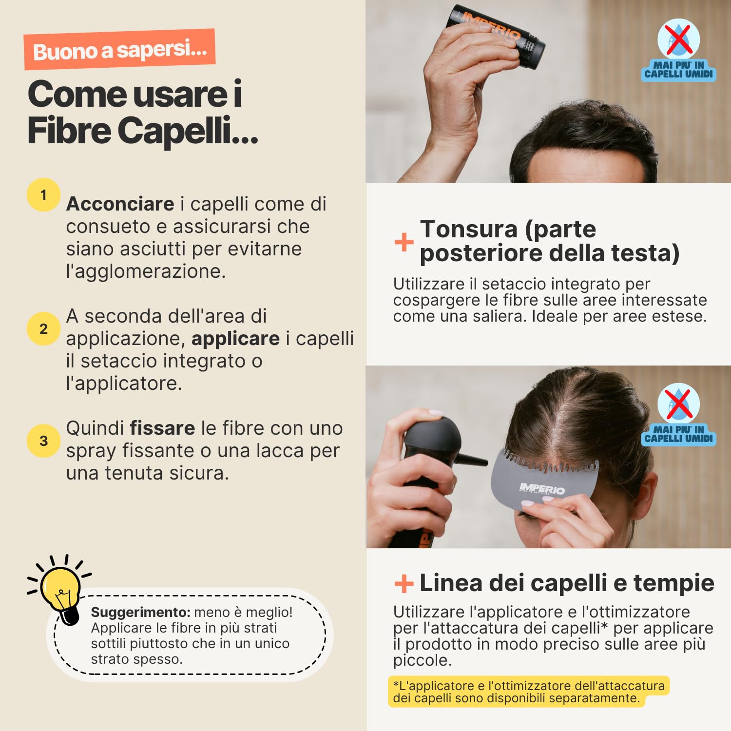 IMPERIO Fibre capelli - per l'infoltimento dei capelli per capelli più spessi e pieni in pochi secondi. Nasconde la caduta dei capelli nelle donne e negli uomini. 100% naturale. 26g (castano scuro)