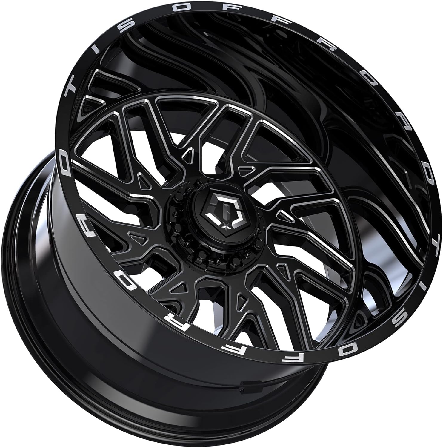 TIS 544BM 20X12 Gloss Black w/Milled Accents Wheel - 8X6.50 Bolt Pattern, 44mm Offset (544BM-2128144)