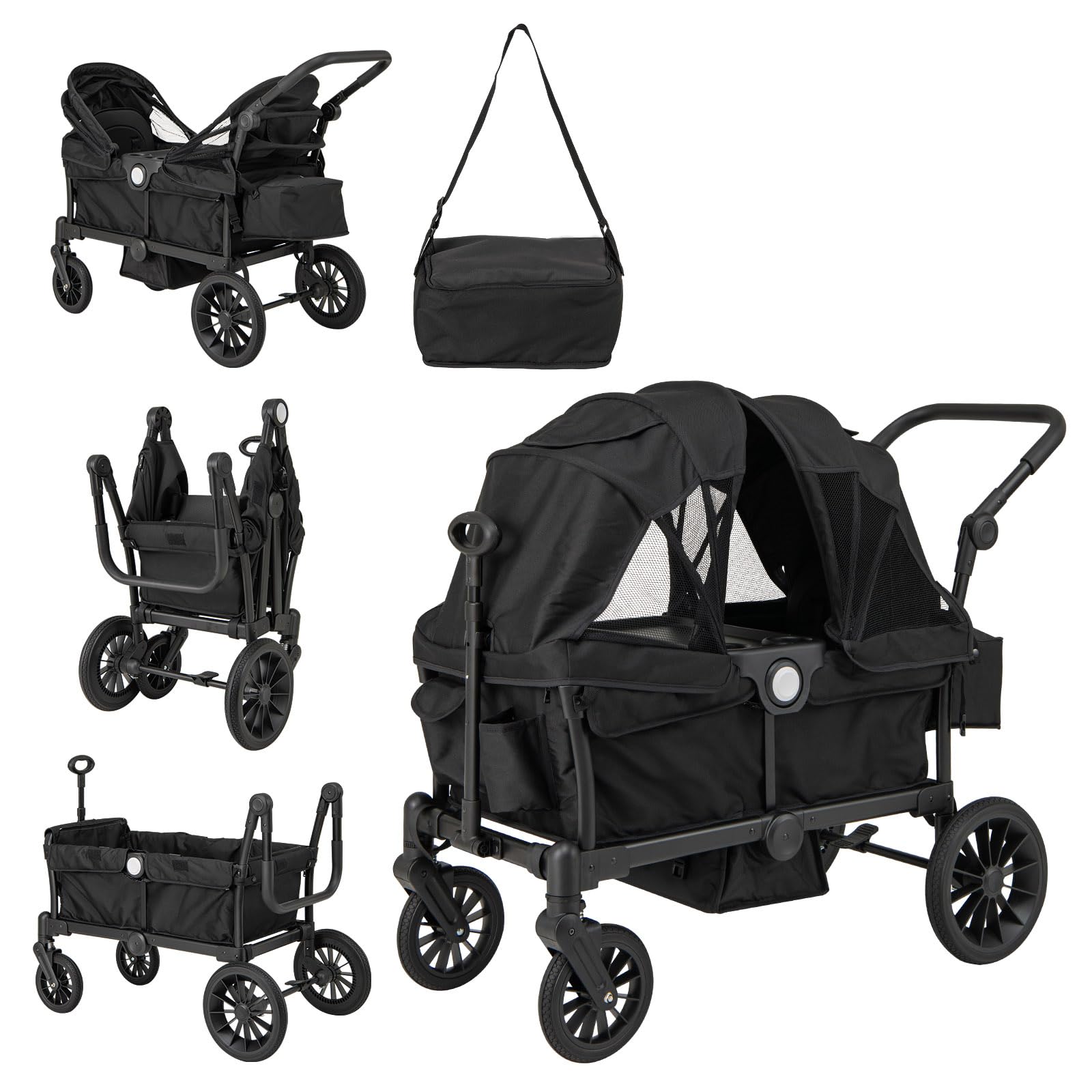 LIFEZEAL Carrito de Viaje para Niños de 6 Meses o Más, Plegable, Ajustable, Portátil, con Techo, Ruedas, Bolsa de Pañales, Máx. 50 kg