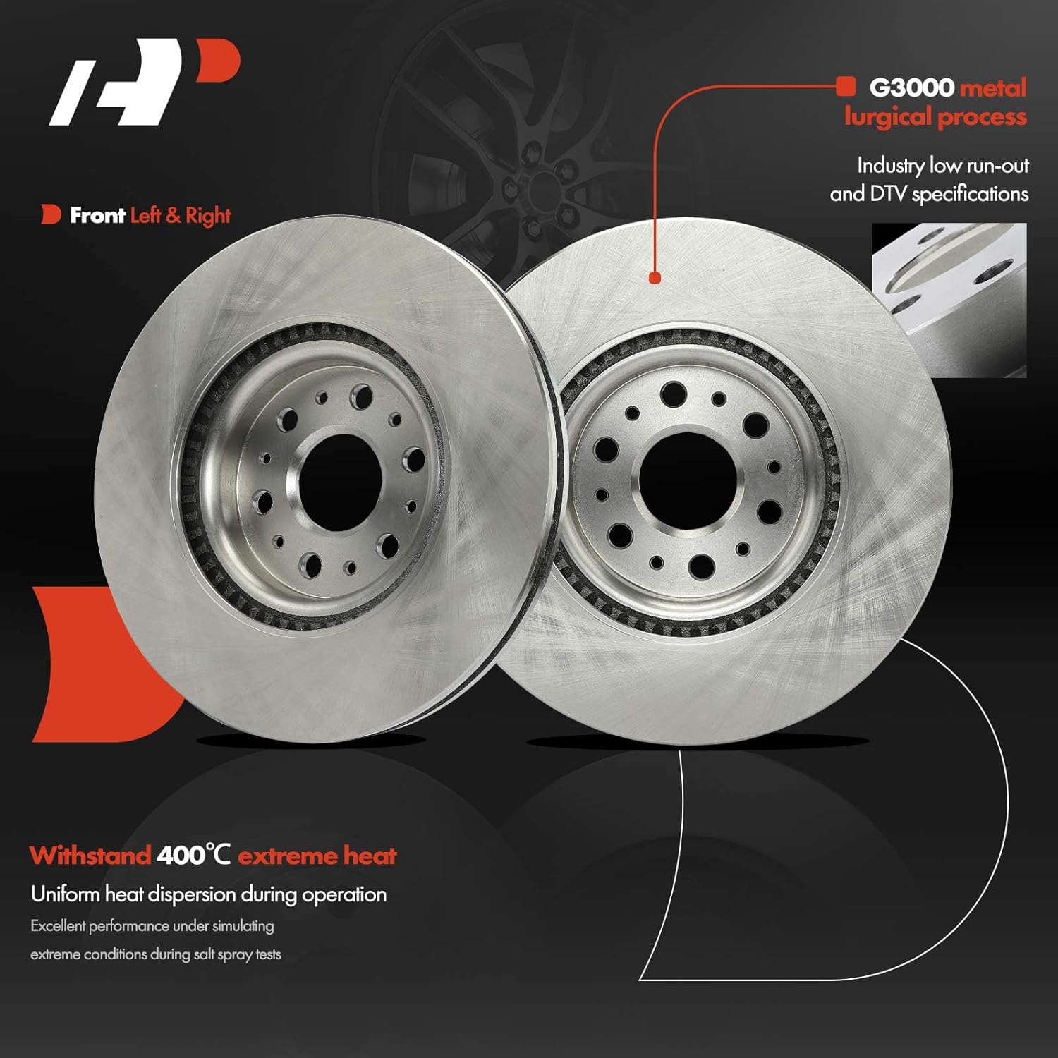 A-Premium 13.58 inch (345 mm) Front Vented Disc Brake Rotors + Ceramic Pads Kit Compatible with Select Buick and Cadillac Models - Enclave 2018-2020, XT5 2017-2020, XT6 2020, 6-PC Set