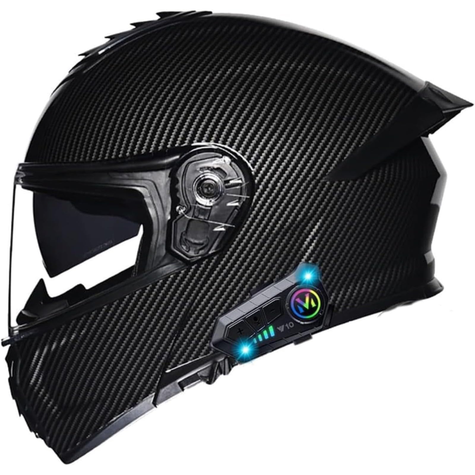 Kask motocyklowy Bluetooth, zatwierdzony przez DOT/ECE, kask motocyklowy typu flip up, modułowy kask z podwójnym wizjerem, słuchawki do automatycznej odpowiedzi J, XXXL = 65-66 cm
