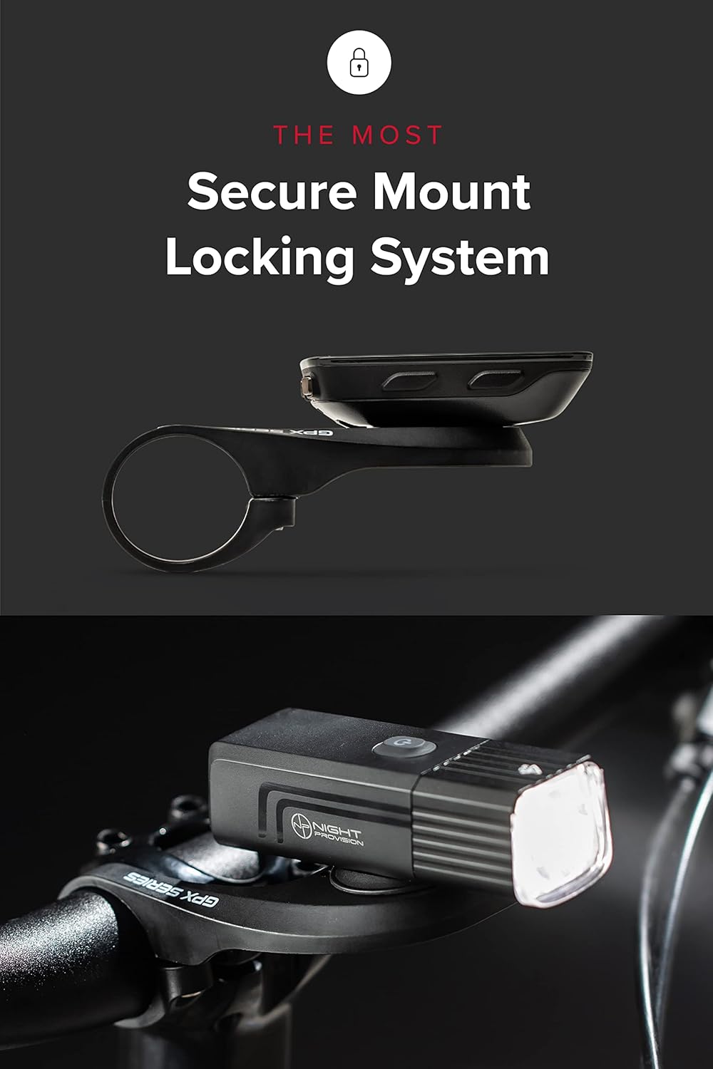 [New 2024] GPX-950 Bike Lights Compatible with Garmin/Go-Pro Mounts USB-C Rechargeable Front and Back Bicycle Light for Day or Night Riding - Quarter Turn & Twist (950 Lumens)