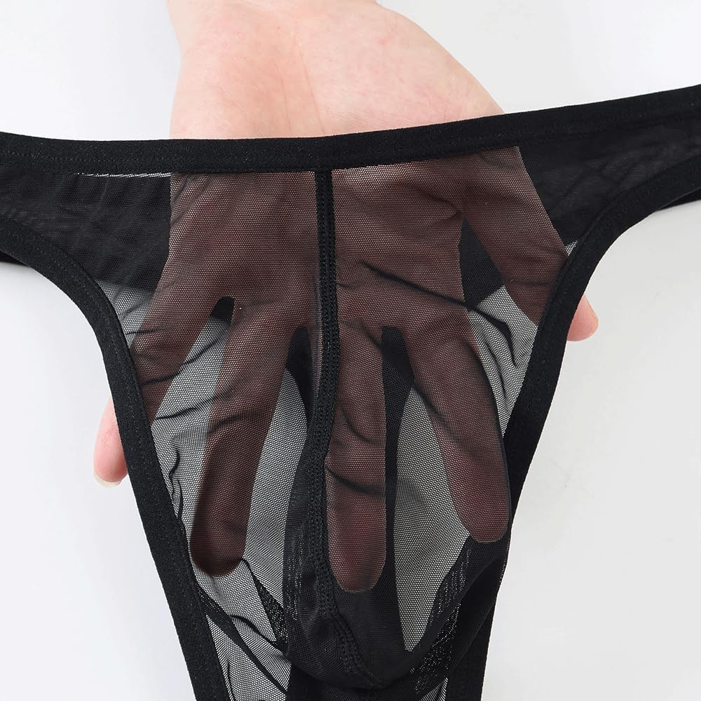Męska seksowna bielizna z niską talią siateczkowa przezroczysta bielizna stringi prześwitujące Jockstrap z rozszerzającym woreczkiem dla mężczyzn