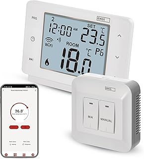 EMOS GoSmart - Smart Home Raumthermostat mit App - WiFi - IP Thermostat für Heiz- und Kühlungssysteme - energiesparend - Tuya, Google Assistant und Alexa kompatibel - kabellos - weiß