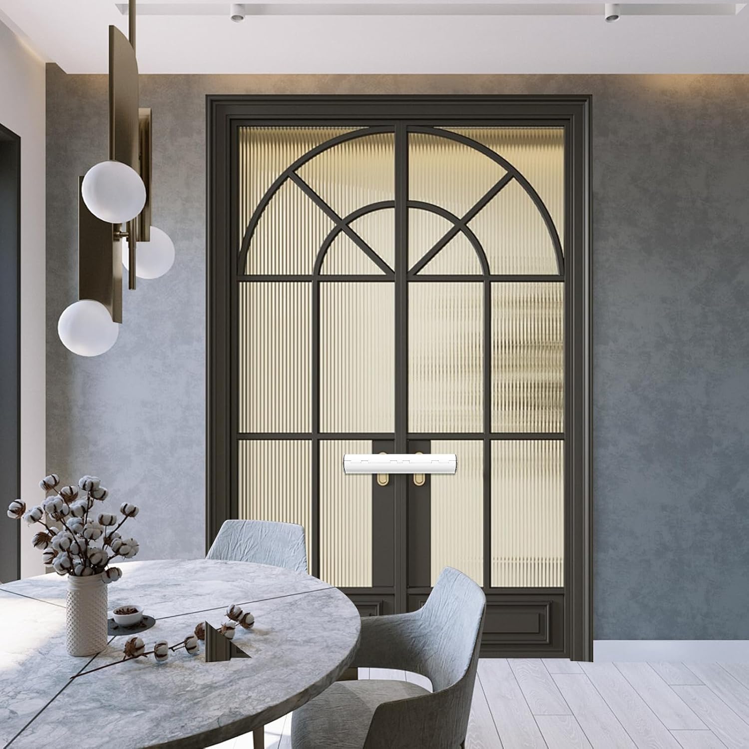 French Door Security Keyless French Patio Door Security Lock Aluminum Alloy Double Door Easy Install Double Door Handle Lock Only Works with 2 Horizontal Handles (NO Alarm)