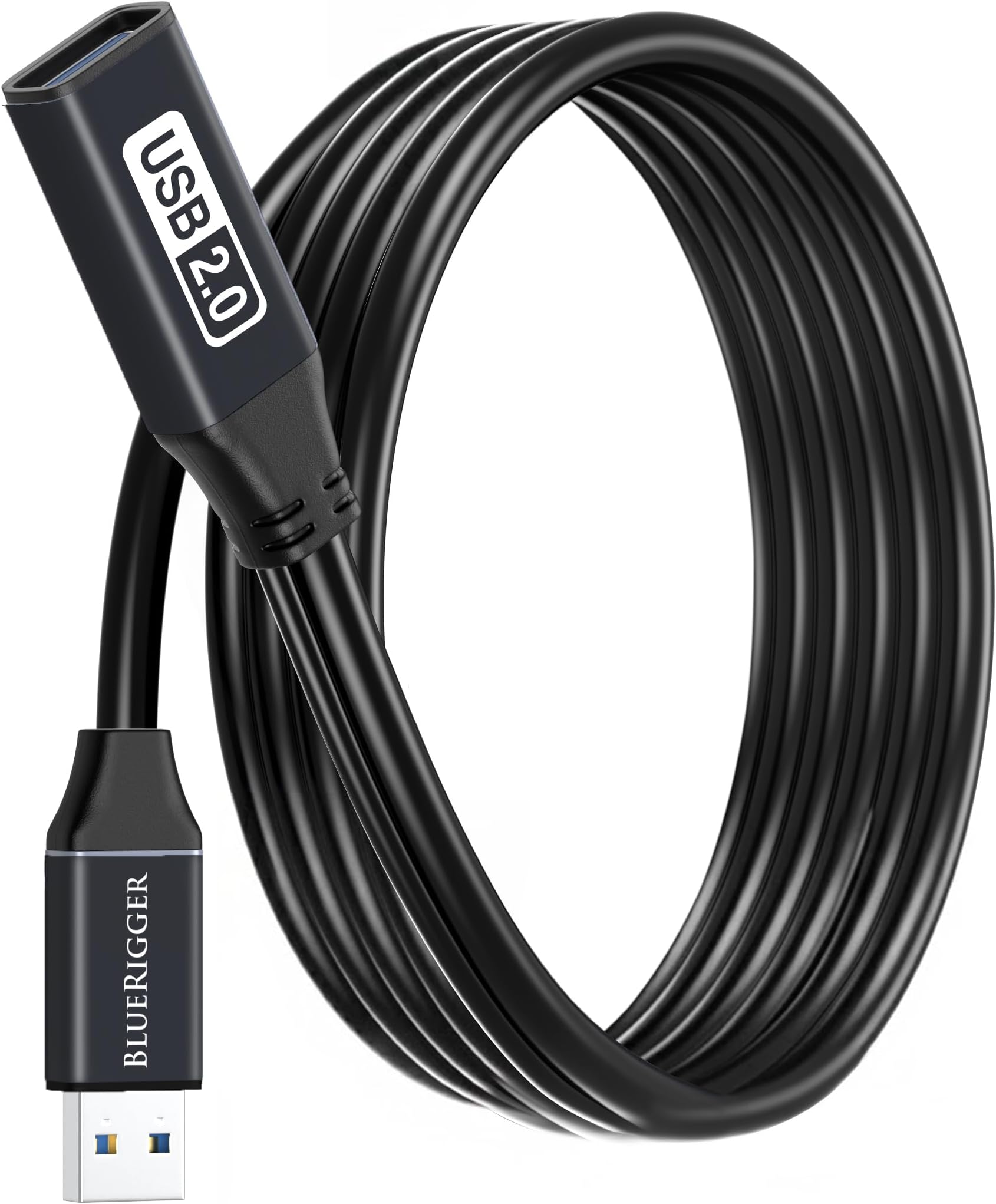 BlueRigger USB Extension Cable (15FT/5M, Long Active USB2.0 Extender, Male to Female Repeater, Data Transfer Cord)- for Game Consoles, Printer, Camera, Keyboard, Hard Drives