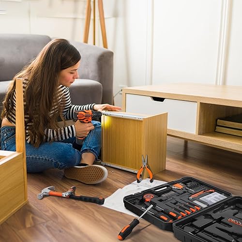 Miniatura 8 de YOUGFIN - Kit de herramientas con taladro de 12 V, juego de herramientas para el hogar con taladro inalámbrico para hombres, caja de herramientas de