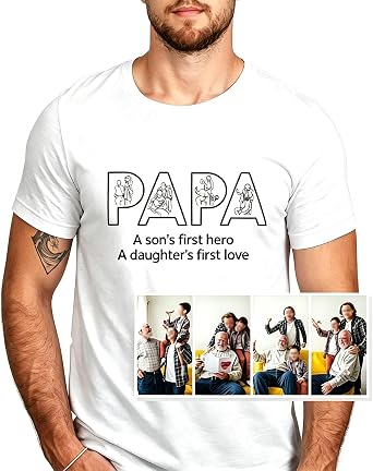 Personalized Photo Embroidery Sweatshirt, T-Shirt, and Hoodie, Custom for Dad from Son and Daughter