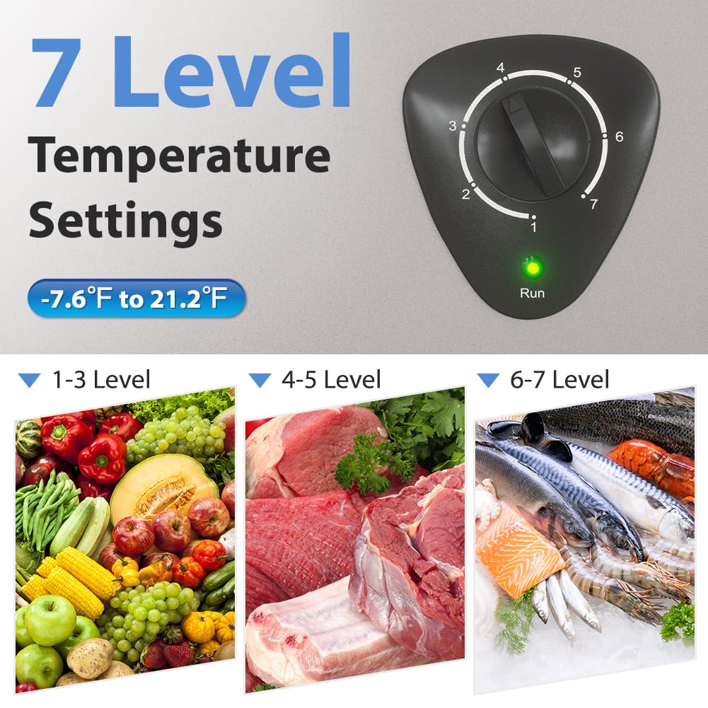 3.5 Cu.Ft Small Chest Freezer, Mini Deep Freezer With Removable Basket, Adjustable Temperature, Free Standing Top Open Door Energy Efficient Compact Freezer For Apartment, Home, Office, Garager，Gray on Fridge.com - View 3