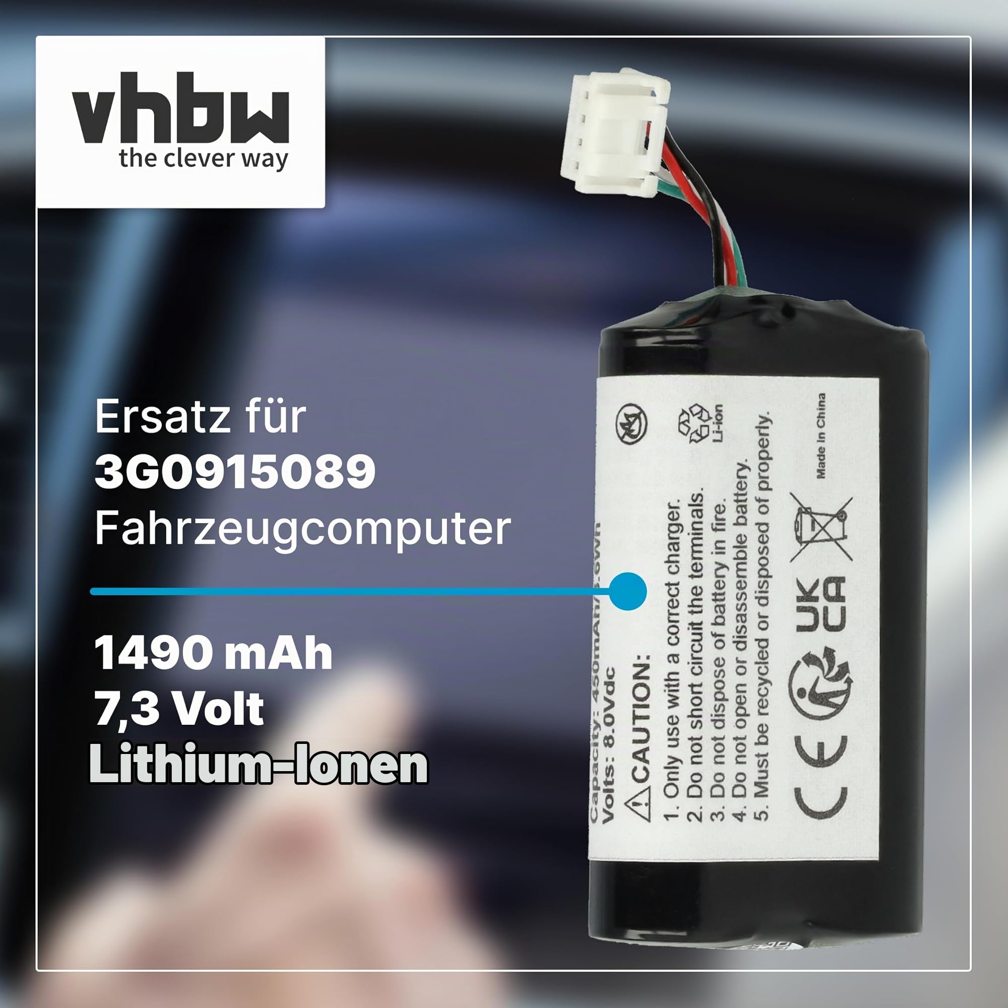 vhbw Akku Ersatz für Audi 3G0915089 für Telematik-Steuergerät (1,49 Ah, 7,3 V, Li-Ion)