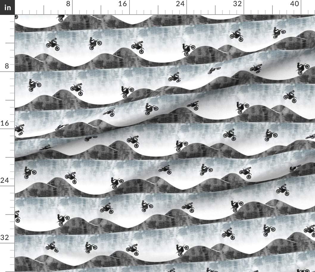 Spoonflower Fabric - Motocross Dirt Bike Faded Blue Motorcycle Boy Trendy Printed on Petal Signature Cotton Fabric by The Yard - Sewing Quilting Apparel Crafts Decor