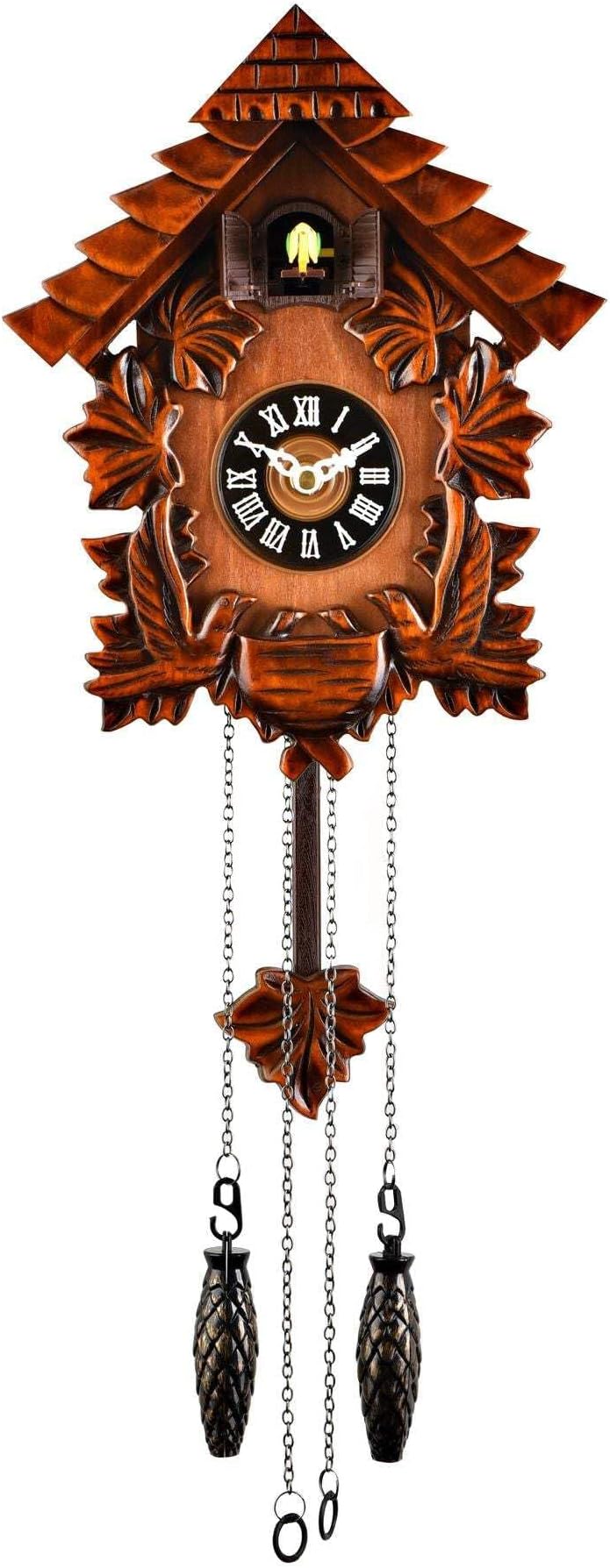 Traditional Cuckoo Wall Quartz Clock by Widdop & Bingham,Brown,28 cm