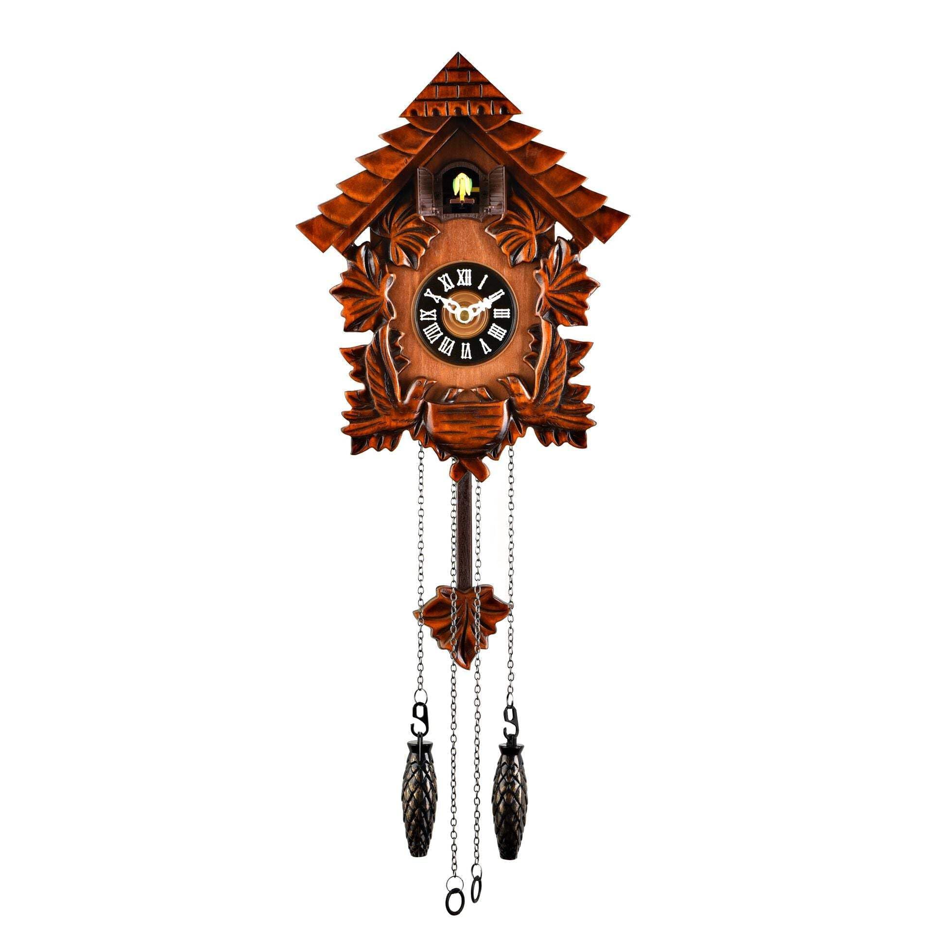 Traditional Cuckoo Wall Quartz Clock by Widdop & Bingham,Brown,28 cm