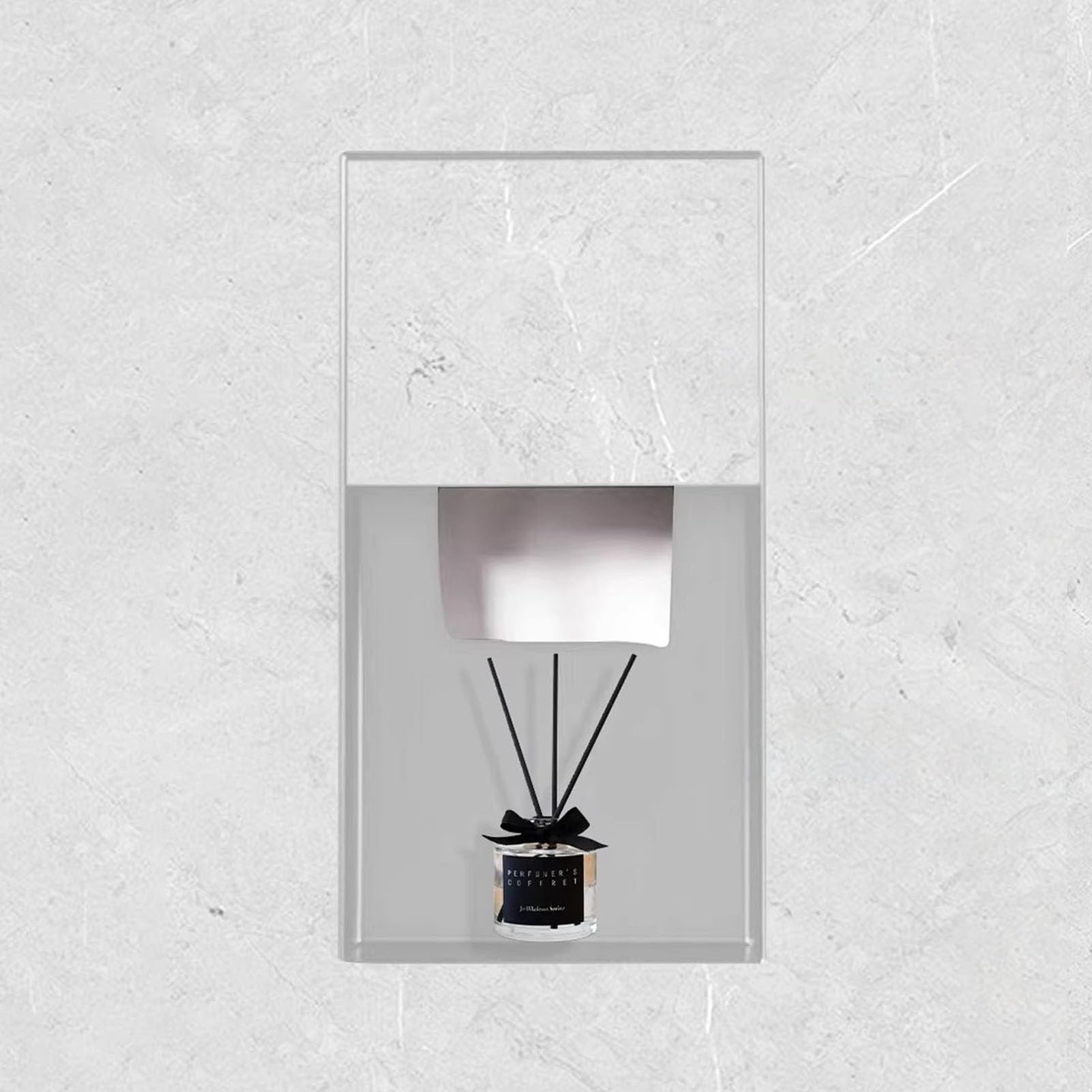 Portarrollos de Papel Higiénico Empotrado Nicho Empotrado para Papel Higiénico con Armario, Nicho de Pared Oculto con Pestillo Táctil, Dispensador de Rollos de Papel Higiénico para Baño.(Silver)