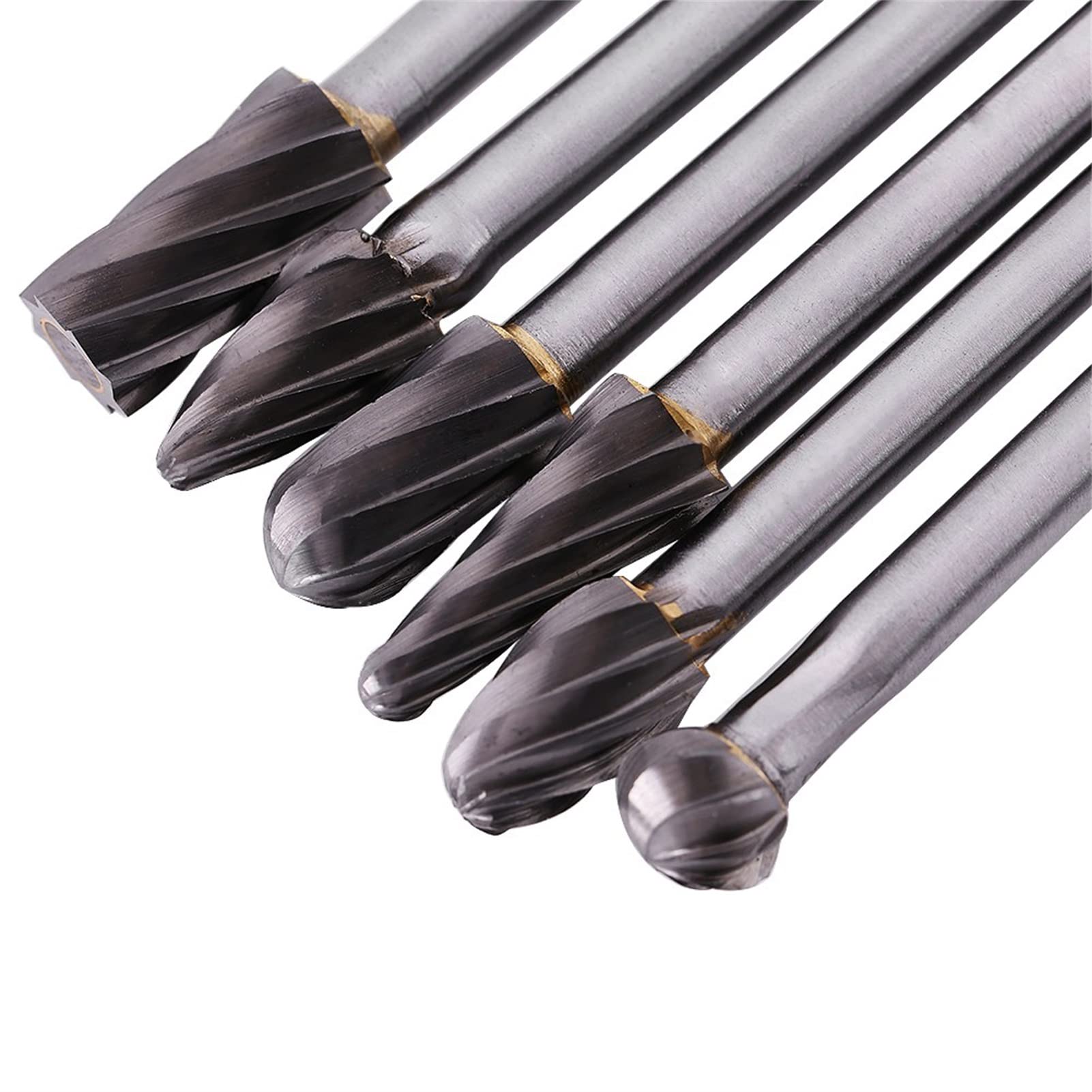 Lot de 6 fraises rotatives en carbure de tungstène haute dureté, tige de 6 mm, diamètre de coupe de 10 mm, kit d'outils pour le travail des métaux pour sculpter et